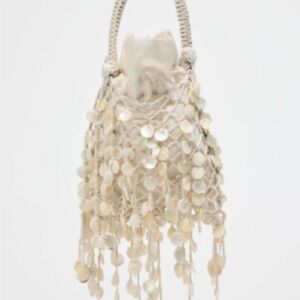 Elegant Cream Shell-Embellished Women's Bag